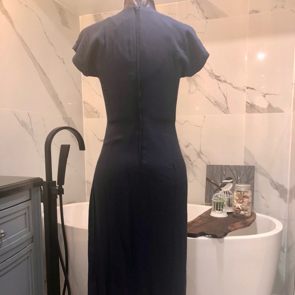 Vintage Léger dress navy blue linen size small - Picture 4 of 11